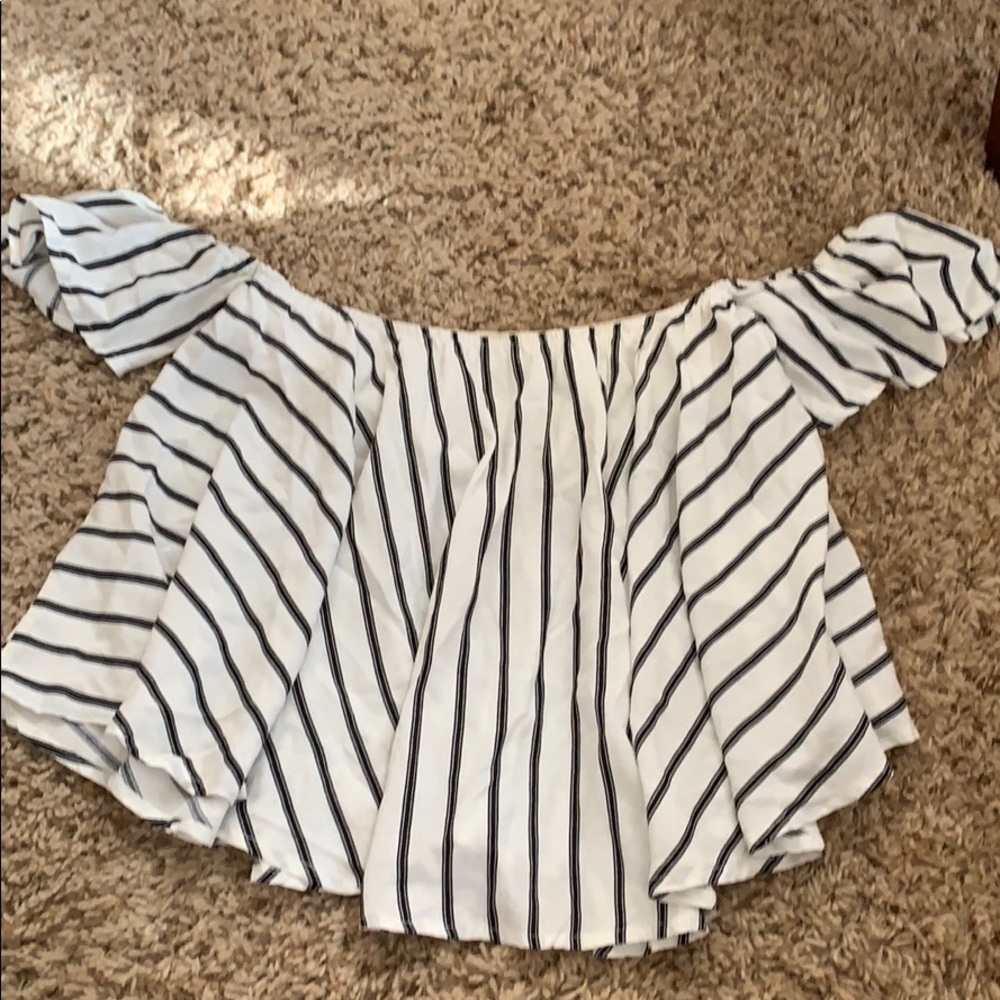 Striped off the shoulder top